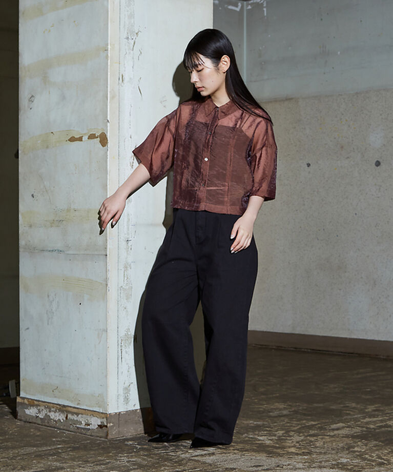 NOMINE「タック ボリューム デニムパンツ」|デニム|
