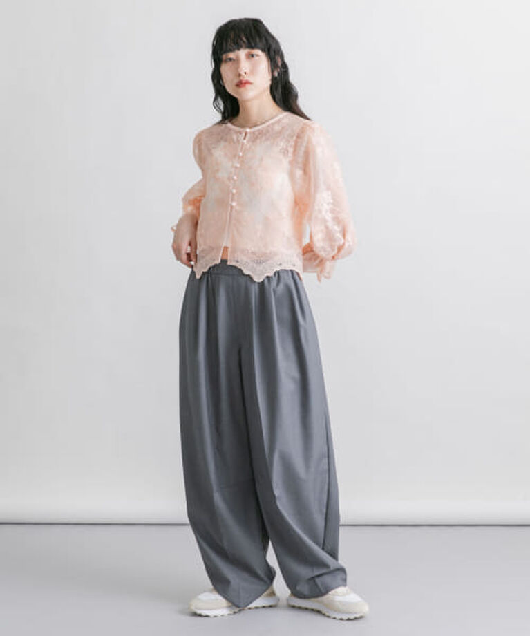  「KBF オーガンジー刺繍クロップドブラウス」|シャツ・ブラウス|