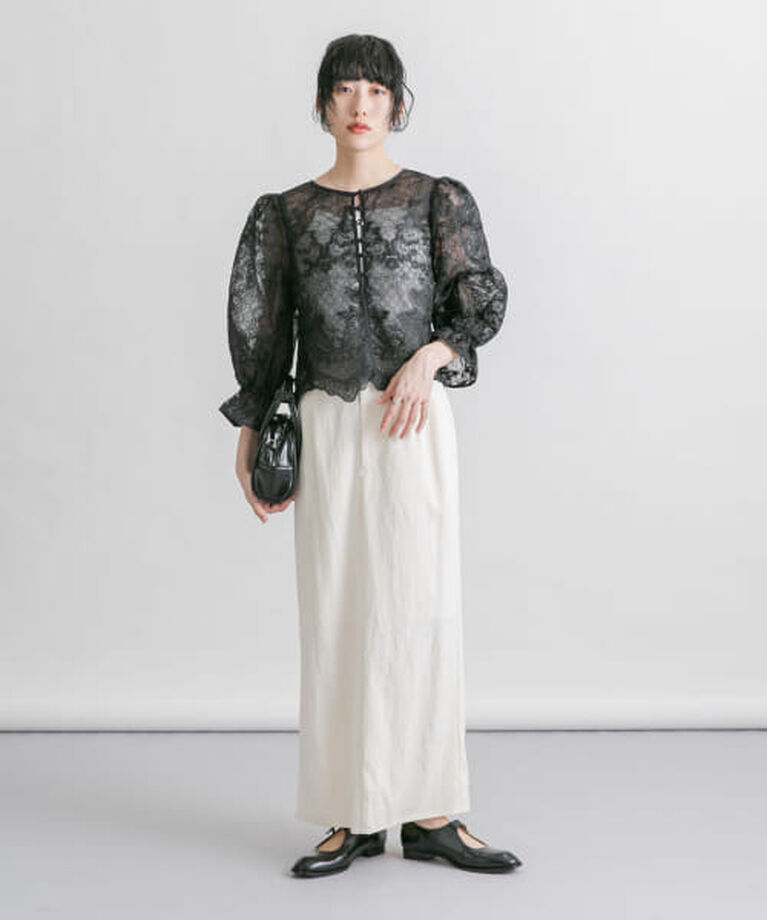  「KBF オーガンジー刺繍クロップドブラウス」|シャツ・ブラウス|