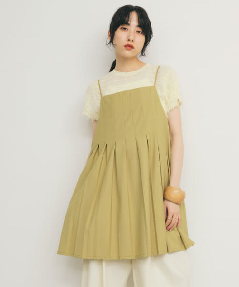  「KBF タックプリーツミニワンピース」|ワンピース|