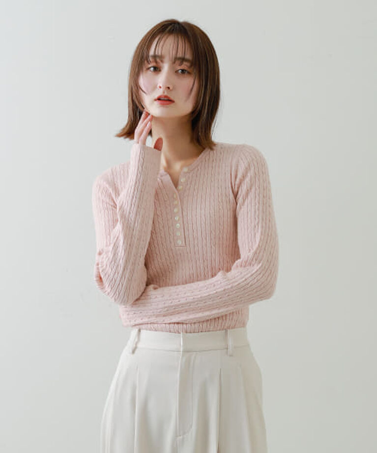 SENSE OF PLACE by URBAN RESEARCH「SENSE OF PLACE 『WEB/一部店舗限定カラー』ヘンリーネックミニケーブルセーター」|ニット・セーター|