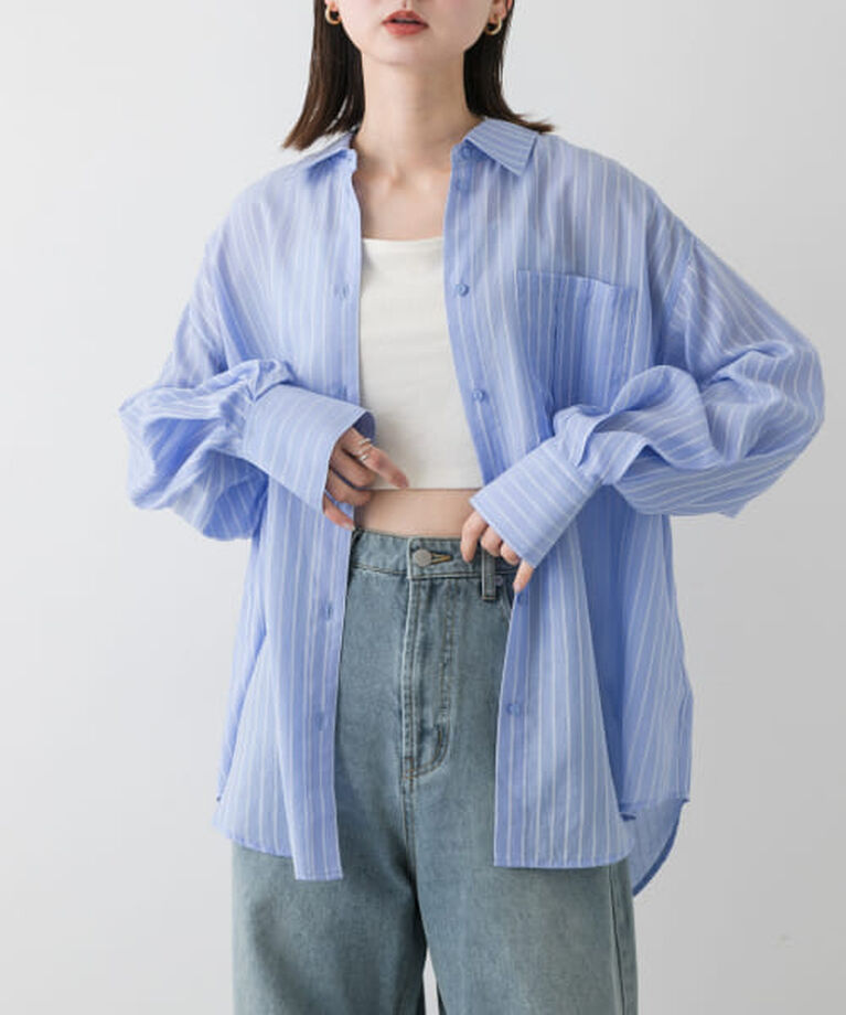 SENSE OF PLACE by URBAN RESEARCH「SENSE OF PLACE タックポケットシアーストライプシャツ」|シャツ・ブラウス|BLU×IVO