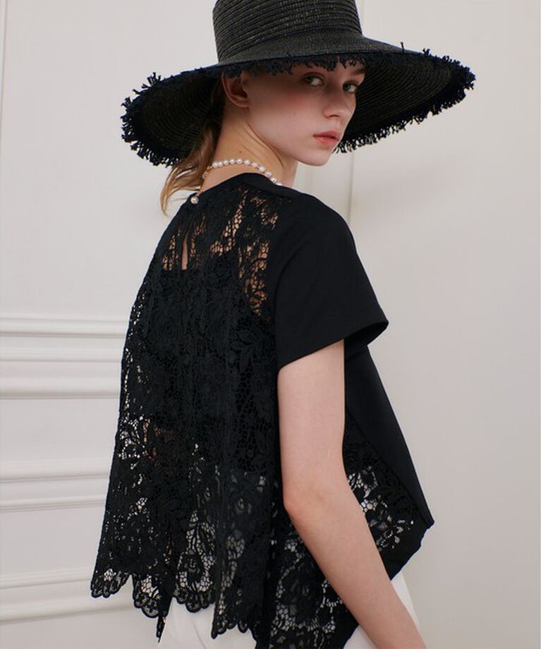 LOULOU WILLOUGHBY「【LOULOU WILLOUGHBY】レースドッキングプルオーバーブラウス」|Tシャツ・カットソー|