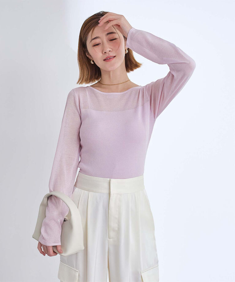 ur's「シアー切替ボートネックニット」|Tシャツ・カットソー|