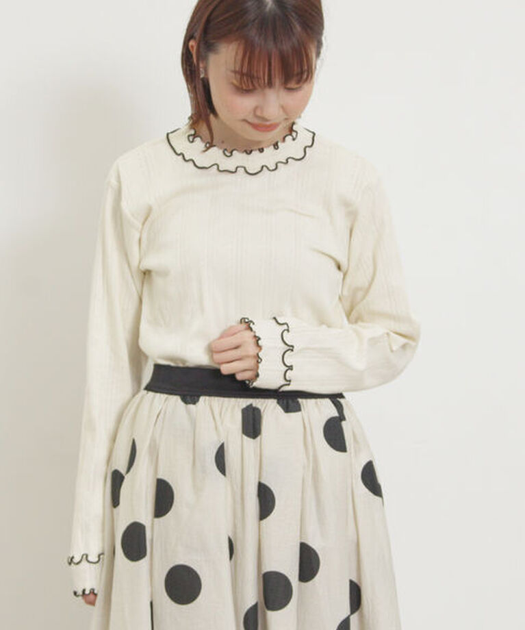 Samansa Mos2「パターンメッシュ配色メロウハイネックカットソー」|Tシャツ・カットソー|キナリ