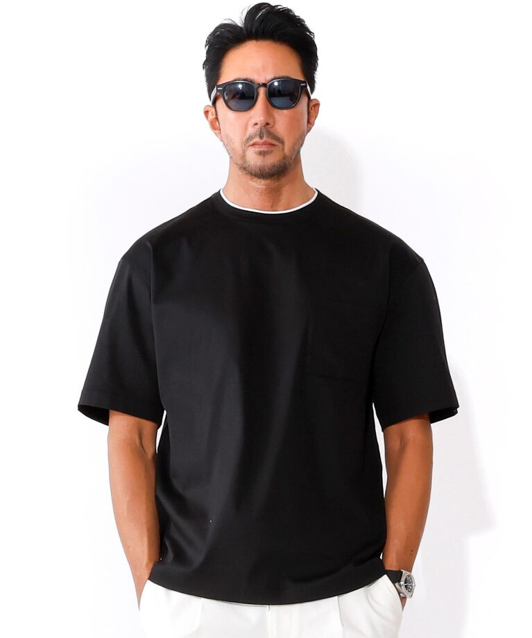 DRESSTERIOR「【干場義雅×DRESSTERIOR】ICE CLEAR COTTON レイヤードT」|Tシャツ・カットソー|ブラック(019)