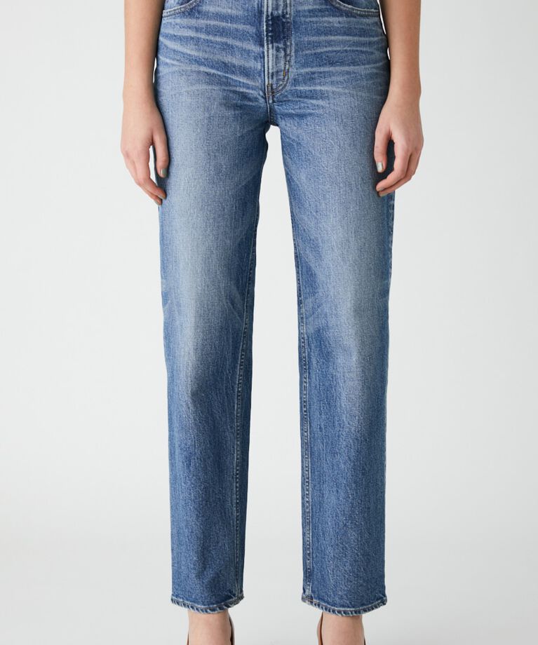 MOUSSY「PLAIN JEANS STRAIGHT」|デニム|BLU