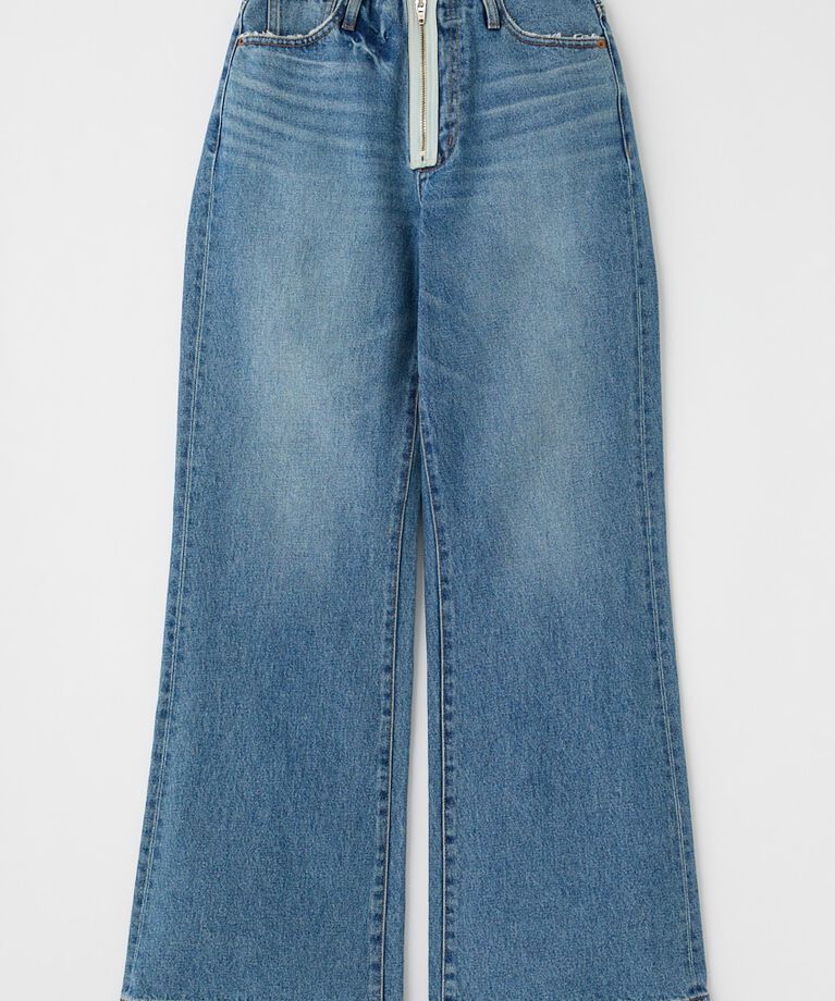 MOUSSY「ZIP DESIGN LOOSE FLARE」|デニム|