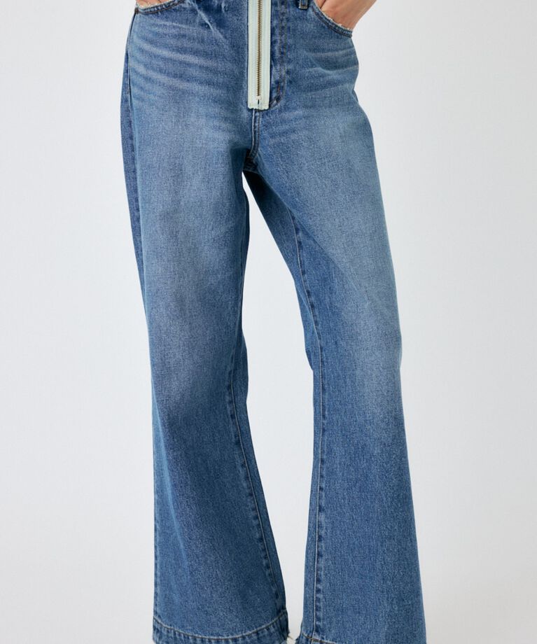 MOUSSY「ZIP DESIGN LOOSE FLARE」|デニム|