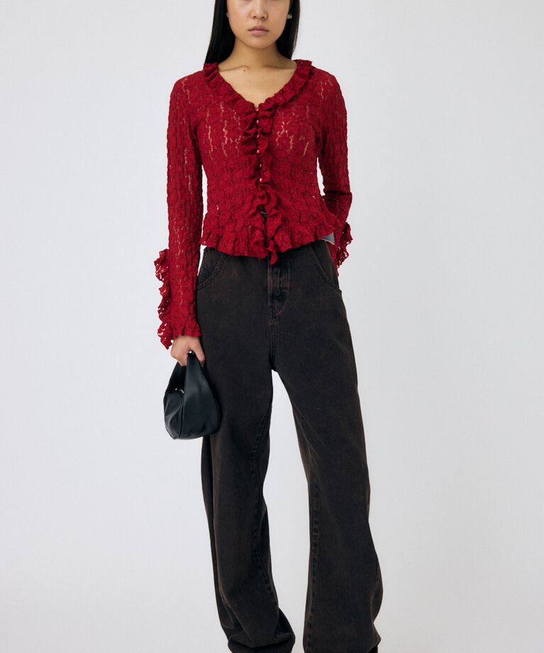 MOUSSY「CUT LACE RUFFLE ブラウス」|Tシャツ・カットソー|
