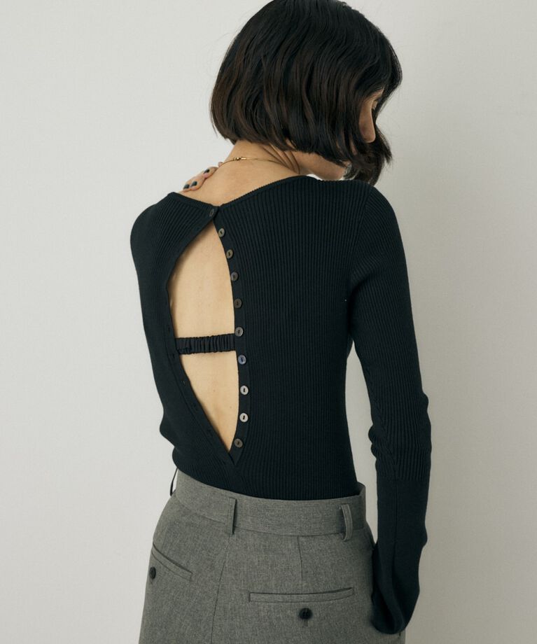 MOUSSY「ニットボディスーツ　オーガニックコットン×再生繊維混」|ニット・セーター|BLK