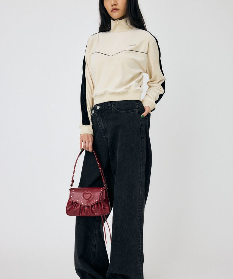 MOUSSY「VELOUR PIPING ハーフジップトップス」|Tシャツ・カットソー|