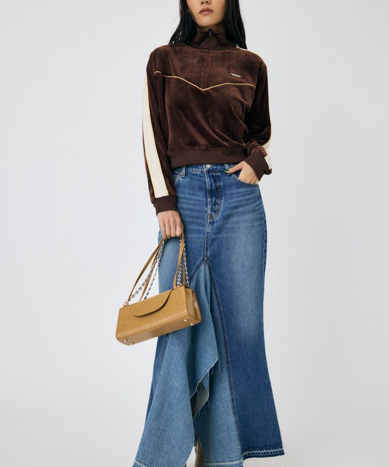 MOUSSY「VELOUR PIPING ハーフジップトップス」|Tシャツ・カットソー|