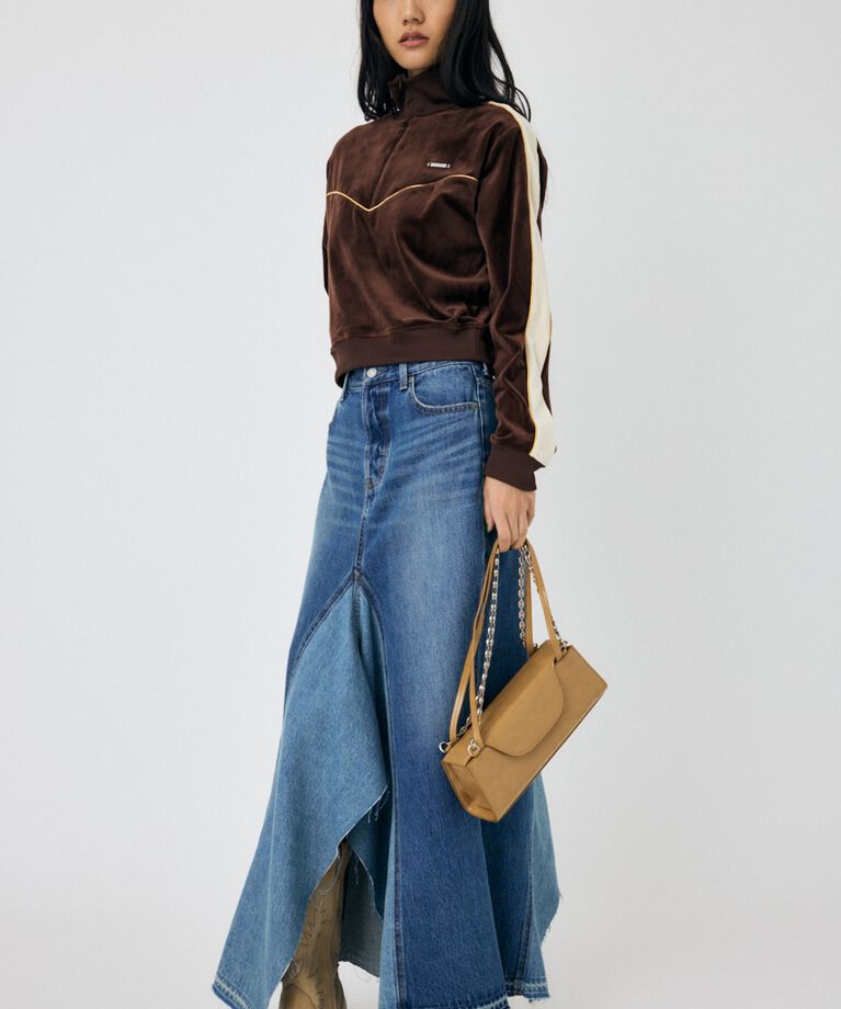 MOUSSY「VELOUR PIPING ハーフジップトップス」|Tシャツ・カットソー|