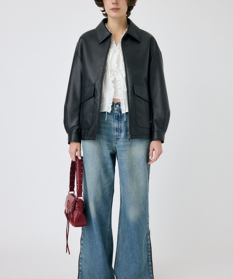 MOUSSY「FAUX LEATHER OVER ジャケット」|ブルゾン・スタジャン|