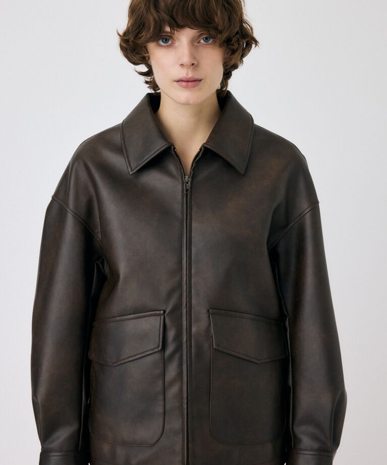 MOUSSY「FAUX LEATHER OVER ジャケット」|ブルゾン・スタジャン|