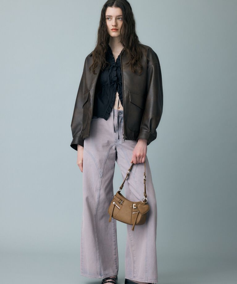 MOUSSY「FAUX LEATHER OVER ジャケット」|ブルゾン・スタジャン|