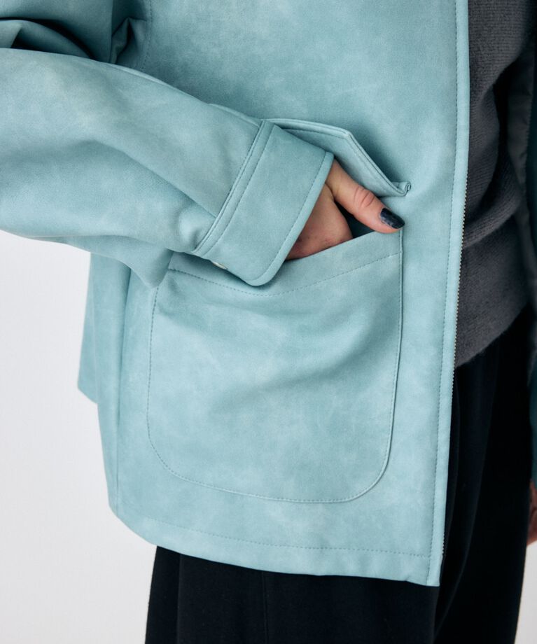 MOUSSY「FAUX LEATHER OVER ジャケット」|ブルゾン・スタジャン|