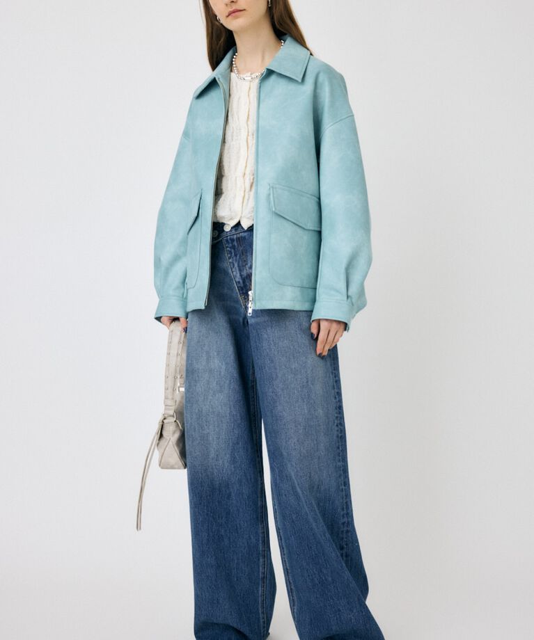 MOUSSY「FAUX LEATHER OVER ジャケット」|ブルゾン・スタジャン|
