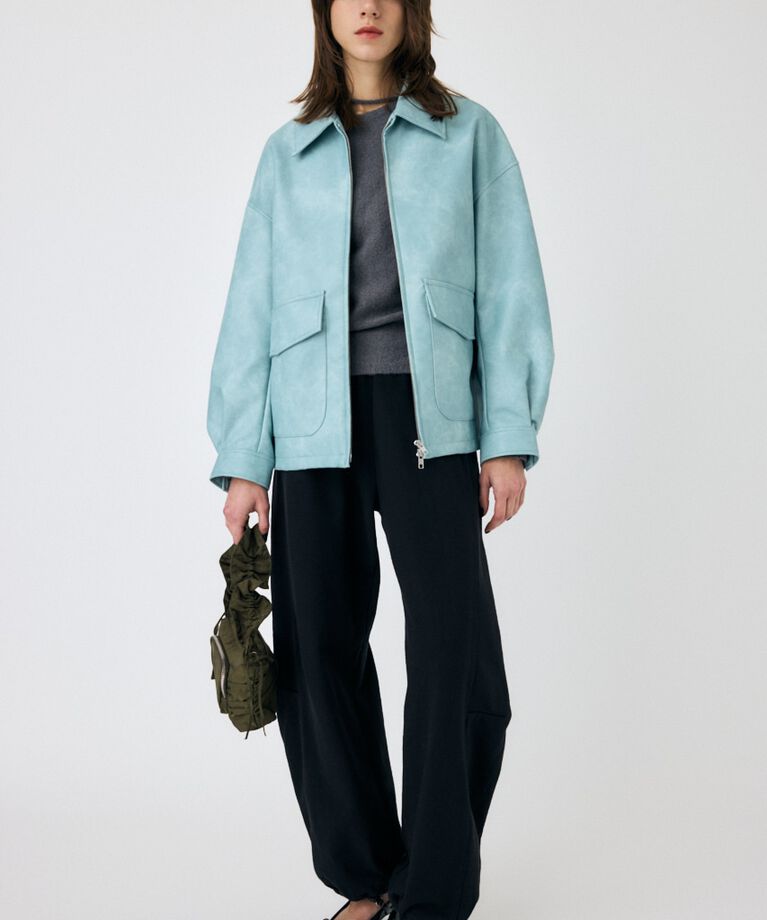 MOUSSY「FAUX LEATHER OVER ジャケット」|ブルゾン・スタジャン|