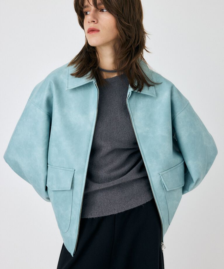 MOUSSY「FAUX LEATHER OVER ジャケット」|ブルゾン・スタジャン|
