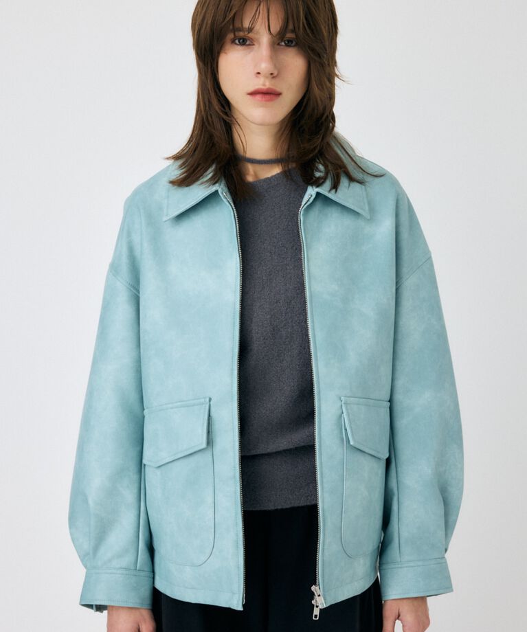 MOUSSY「FAUX LEATHER OVER ジャケット」|ブルゾン・スタジャン|