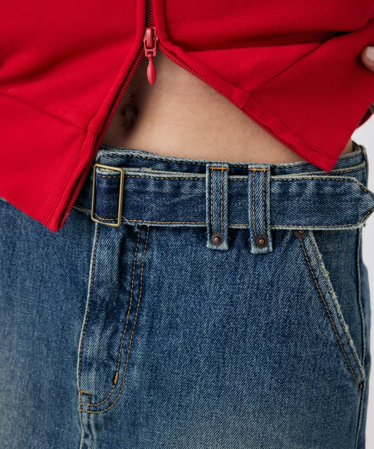 MOUSSY「BELTED DENIM ミニスカート」|スカート|