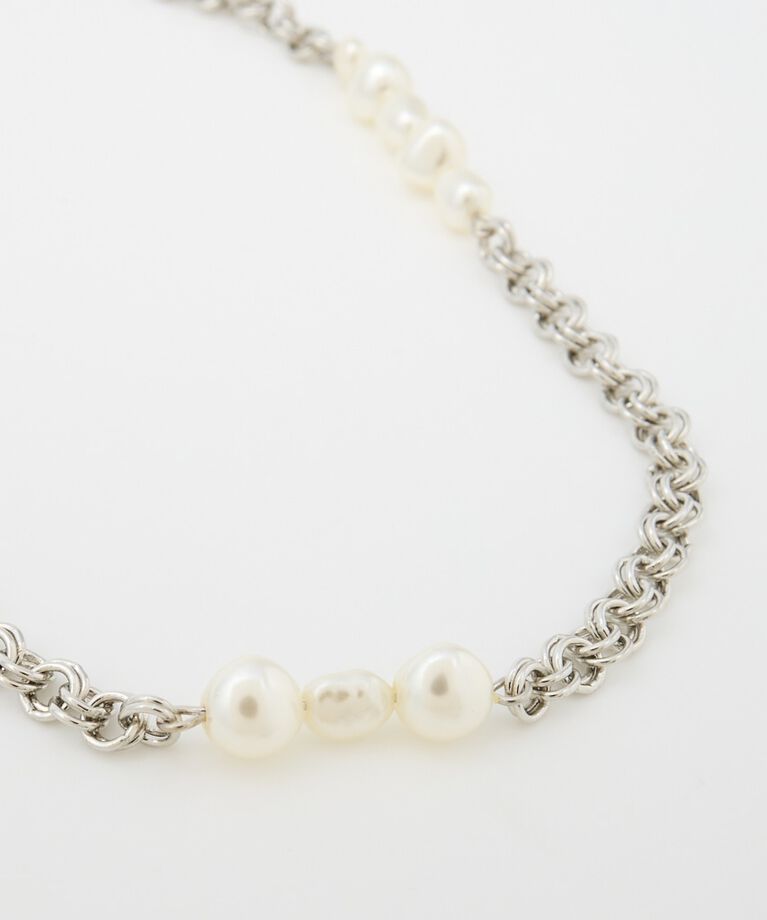 MOUSSY「DISTORTED F/PEARL ネックレス」|ネックレス|