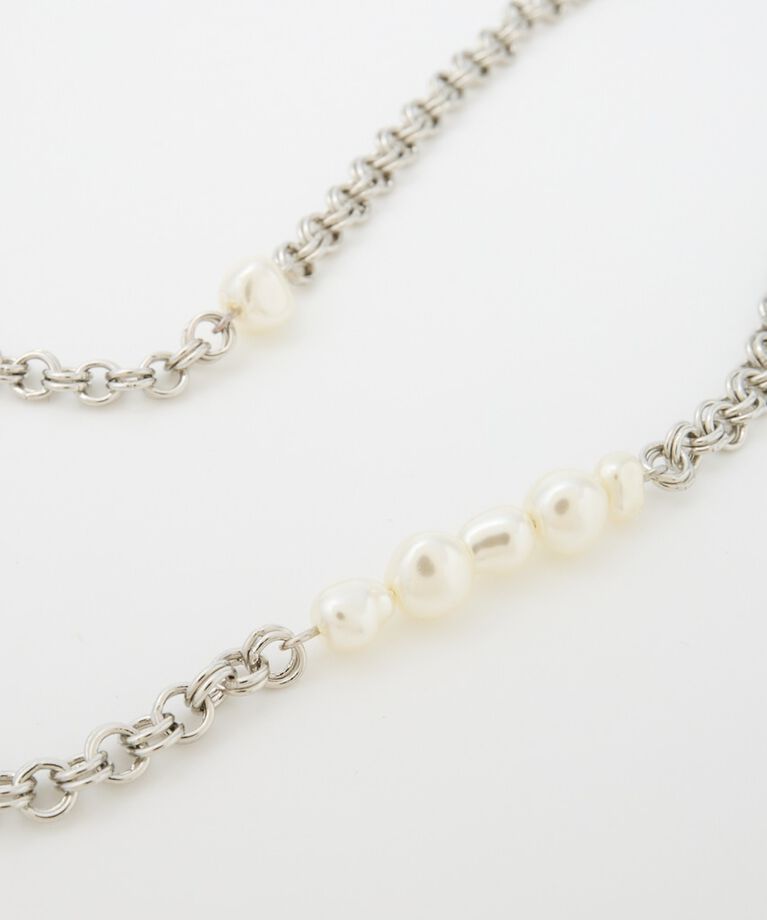 MOUSSY「DISTORTED F/PEARL ネックレス」|ネックレス|