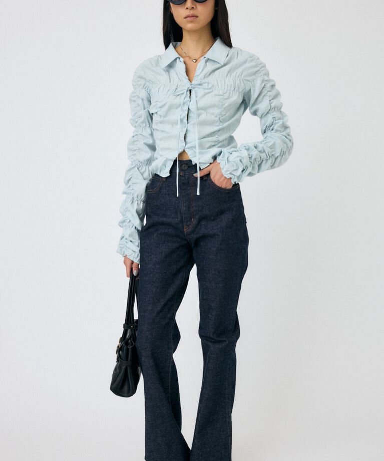 MOUSSY「FRONT TIE SHIRRING シャツ」|シャツ・ブラウス|