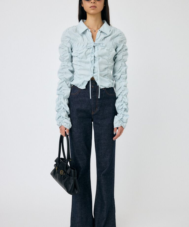 MOUSSY「FRONT TIE SHIRRING シャツ」|シャツ・ブラウス|