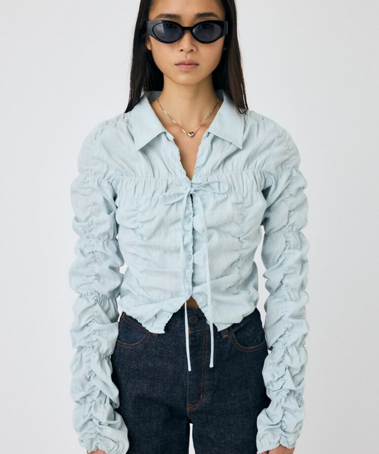MOUSSY「FRONT TIE SHIRRING シャツ」|シャツ・ブラウス|