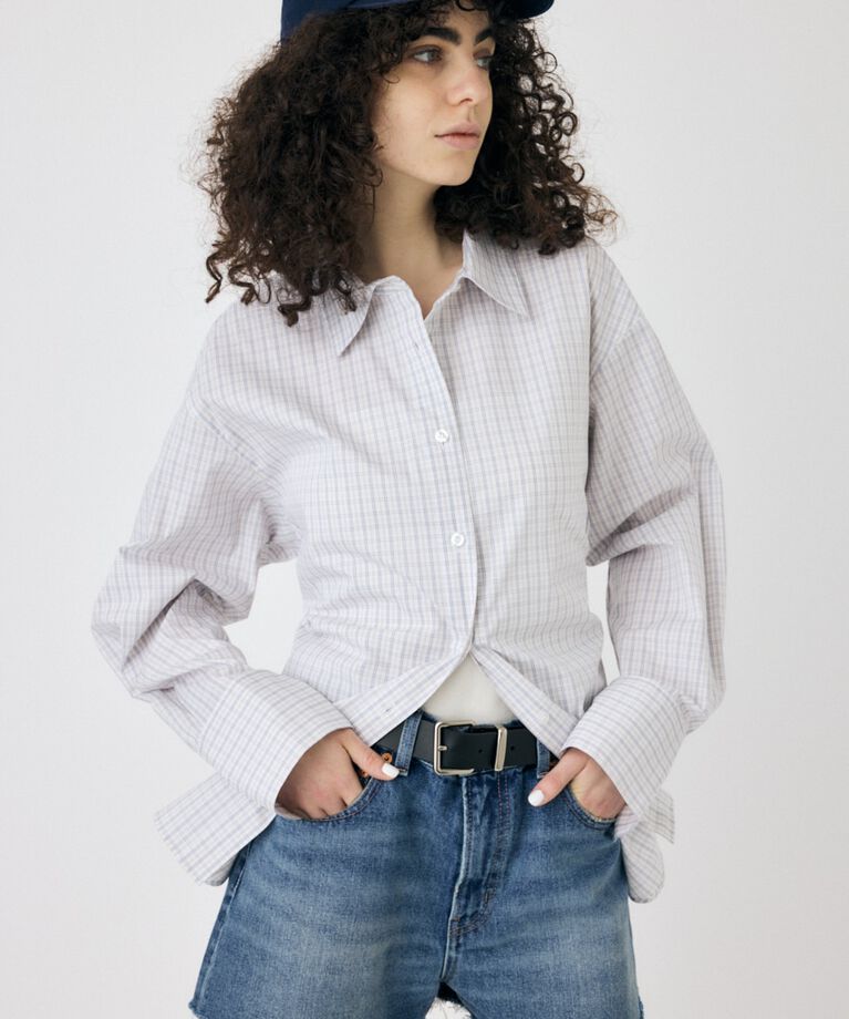 MOUSSY「WAIST TIE OVER シャツ」|シャツ・ブラウス|WHT