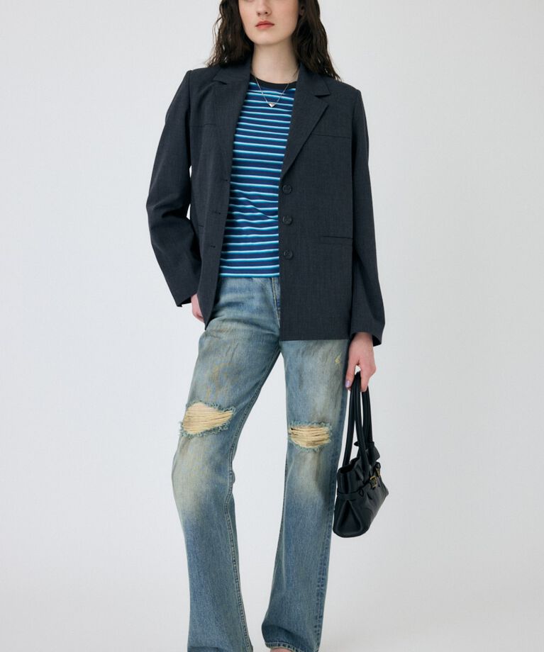 MOUSSY「BRUSHED STRAIGHT フレアデニム」|デニム|