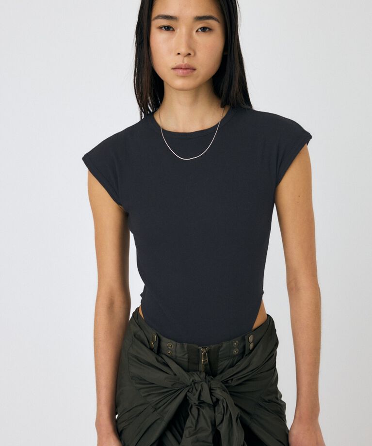 MOUSSY「BASIC RIB ボディスーツ」|Tシャツ・カットソー|L/BLK1