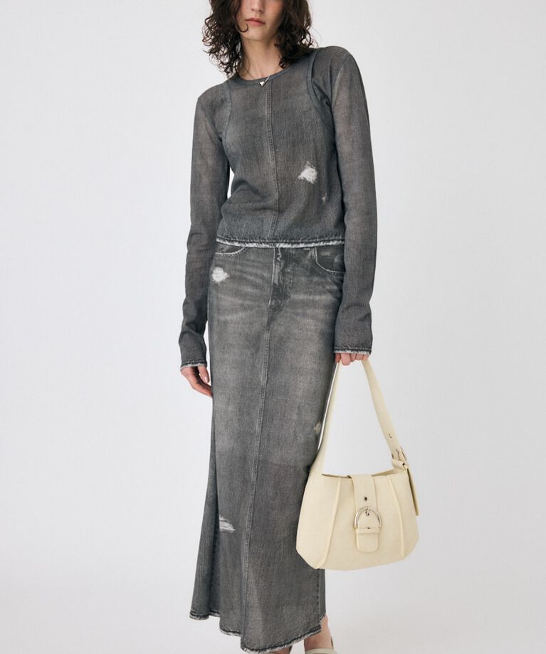 MOUSSY「DENIM PRINT TRANSPARENT ロンT」|Tシャツ・カットソー|