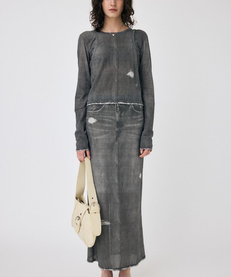 MOUSSY「DENIM PRINT TRANSPARENT ロンT」|Tシャツ・カットソー|