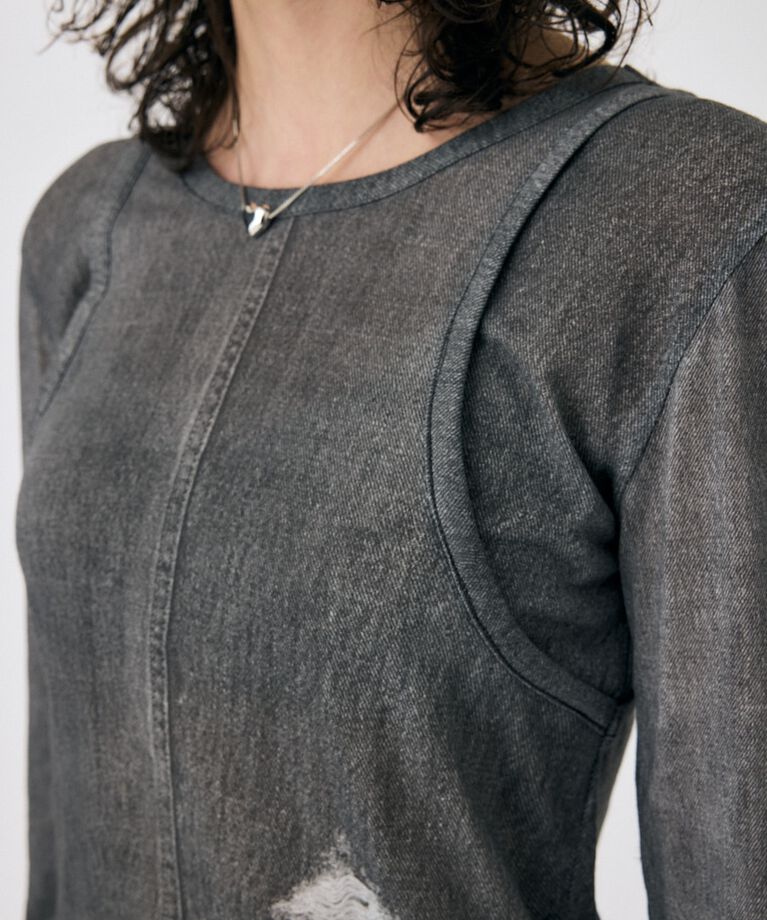 MOUSSY「DENIM PRINT TRANSPARENT ロンT」|Tシャツ・カットソー|