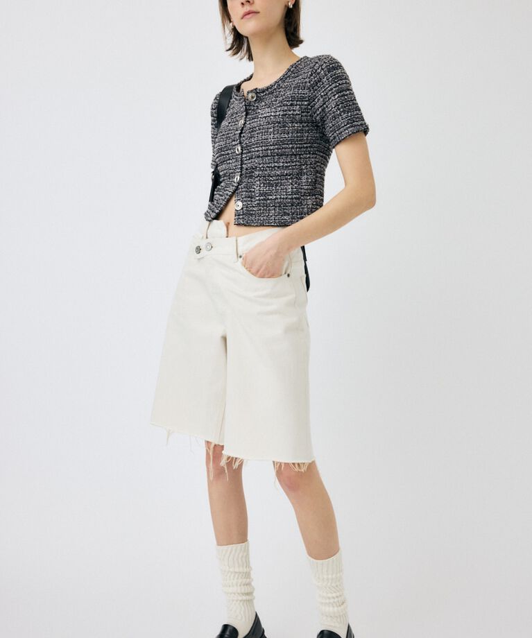 MOUSSY「CROSS WAIST ハーフパンツ」|デニム|