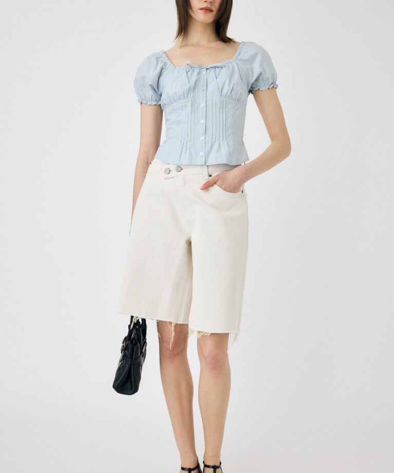 MOUSSY「CROSS WAIST ハーフパンツ」|デニム|