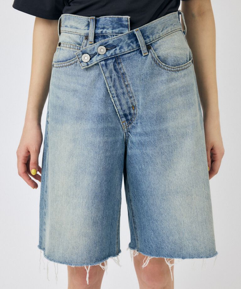 MOUSSY「CROSS WAIST ハーフパンツ」|デニム|