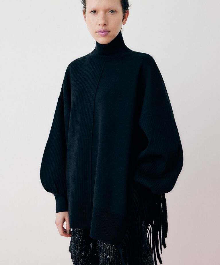 HeRIN.CYE「Fringe knit tops」|ニット・セーター|BLK