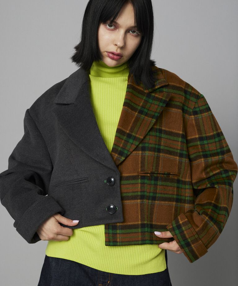 HeRIN.CYE「Bi color asymmetry jacket」|その他|柄BRN5