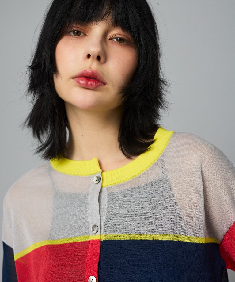 HeRIN.CYE「Asymmetry line cardigan」|カーディガン|