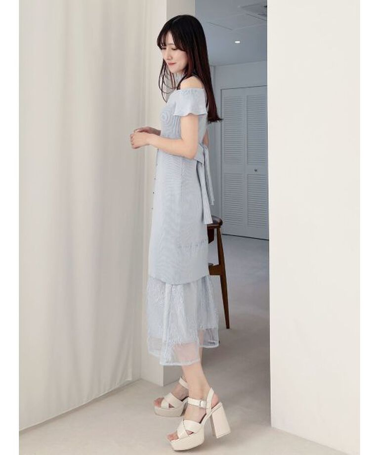 MERCURYDUO「レースツイストニットドッキングワンピース」|ワンピース|