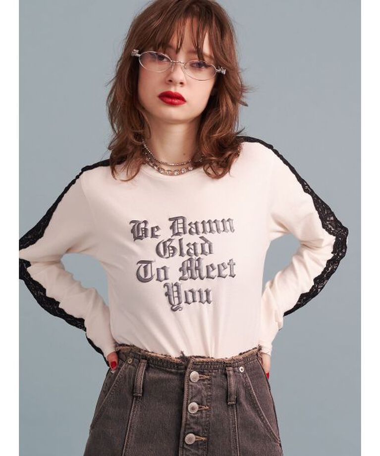 jouetie「シャイニーロゴレースライントップス」|Tシャツ・カットソー|