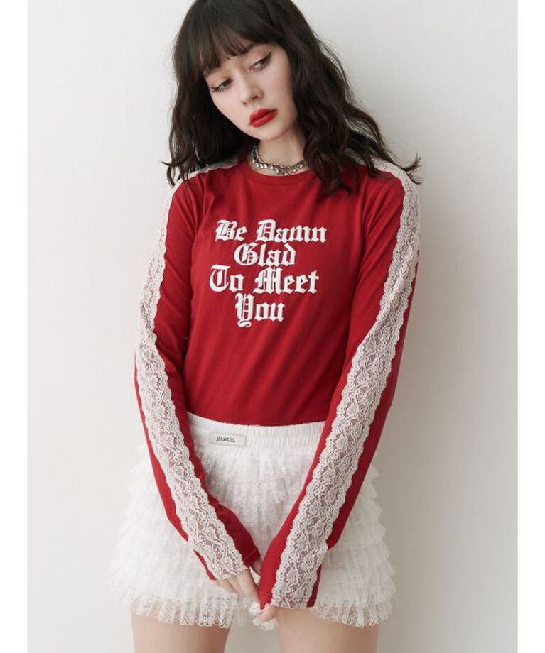 jouetie「シャイニーロゴレースライントップス」|Tシャツ・カットソー|