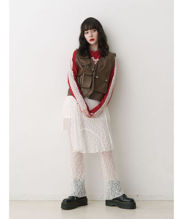 jouetie「シャイニーロゴレースライントップス」|Tシャツ・カットソー|