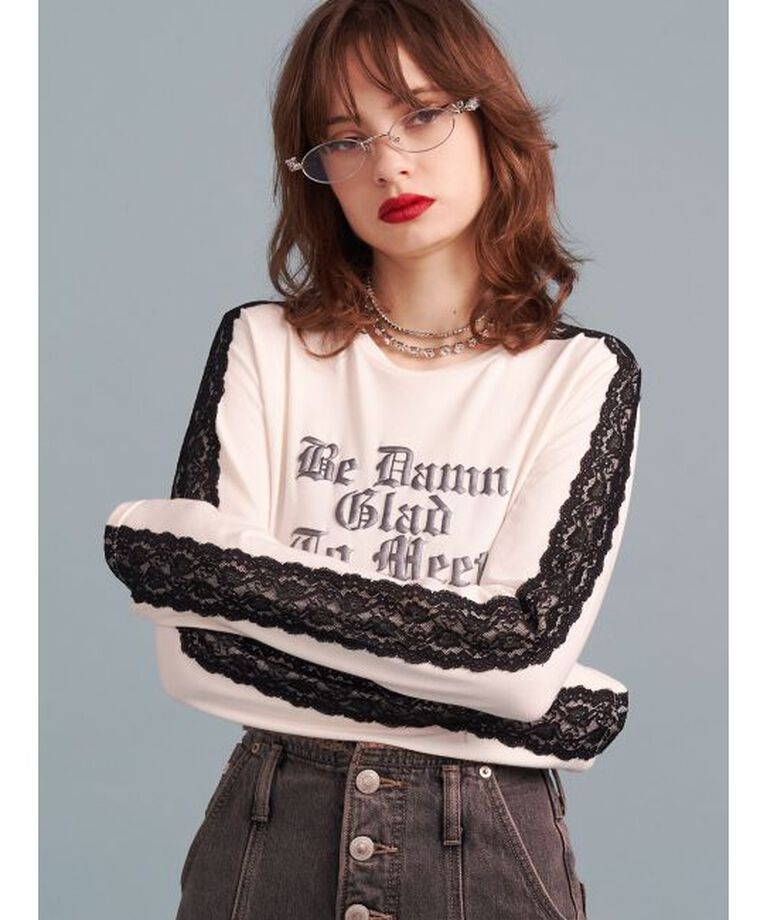 jouetie「シャイニーロゴレースライントップス」|Tシャツ・カットソー|