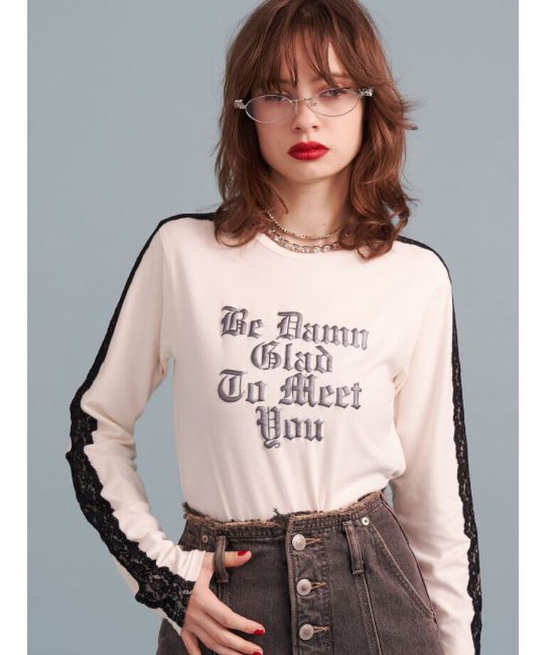 jouetie「シャイニーロゴレースライントップス」|Tシャツ・カットソー|